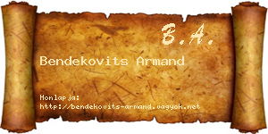 Bendekovits Armand névjegykártya